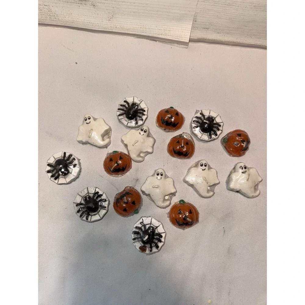 Vintage Halloween Floating Candles Set of 16 Pumpkin Ghost Spiders